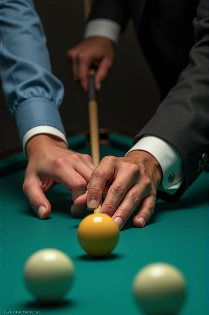 playing billiards, show the hands only holding the stick, man, 23years old, handsome hand, realistic