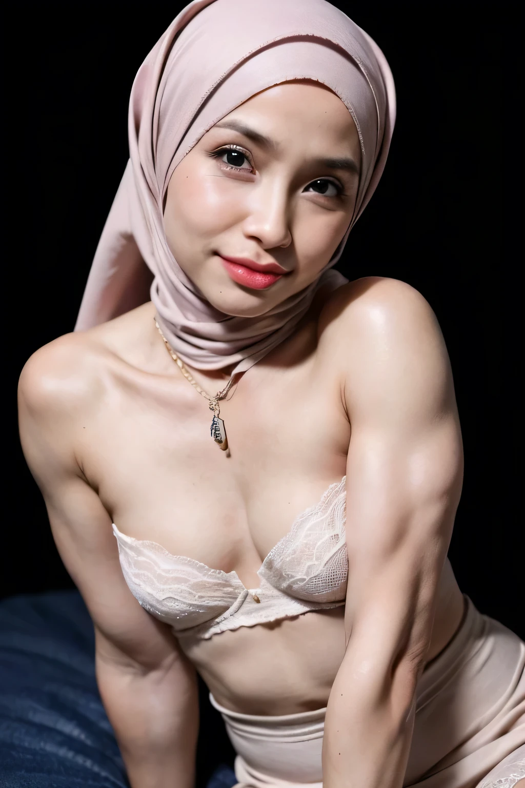 ((THICKLIPS:1.6)), ((NECK LACE RIBBON)), ((Strapless Bra)), ((Pencil Skirt)), (Arm Muscles:1.85), ((6x-UltraSharp)), Milf Bitch, Straddling, ((Naked red)), ((Old Lady1.5)), Very cute like a Matured Lady, ((Stylo Stylish Hijab)), adorable, 2 girl, 5, baby face, shy, ((half body portrait)), ((HORNY FACE EXPRESSION)), (face details: 1), (eye details: 1), Cute posed. proportional body. Ultra High Res. (realistic: 2), UHD, Tiny breasts ((naked:1.36)), ((MEDIUM BODY PORTRAIT))