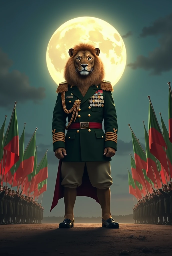 LION stand up Brigadier General Somalia flags wit many people straight line Moon Somalia flags