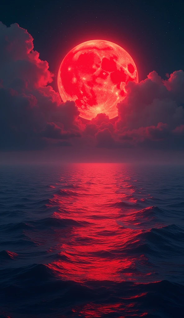 red;Moon;Ocean, 超High resolution, High resolution, 4K