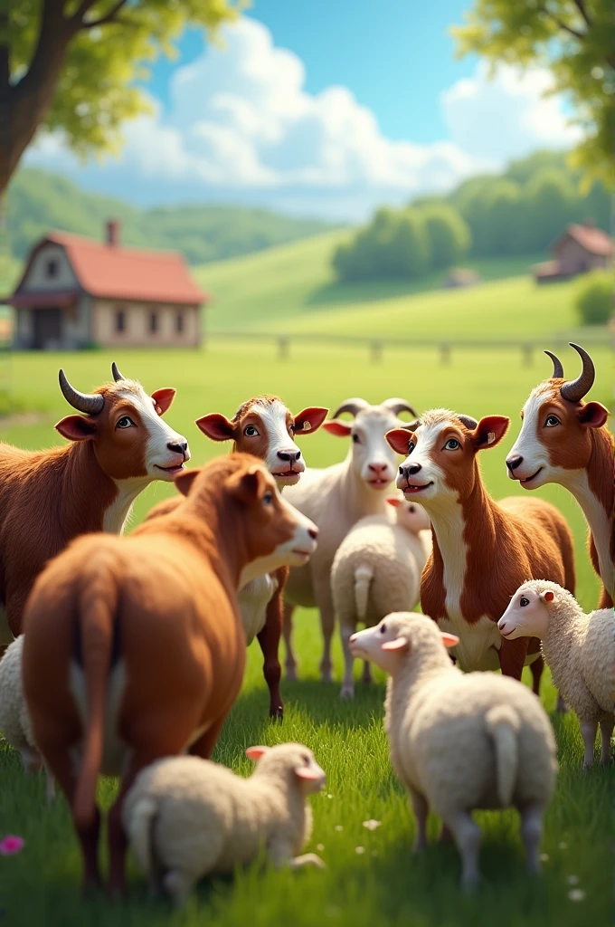 "cows and goats talking to sheep"