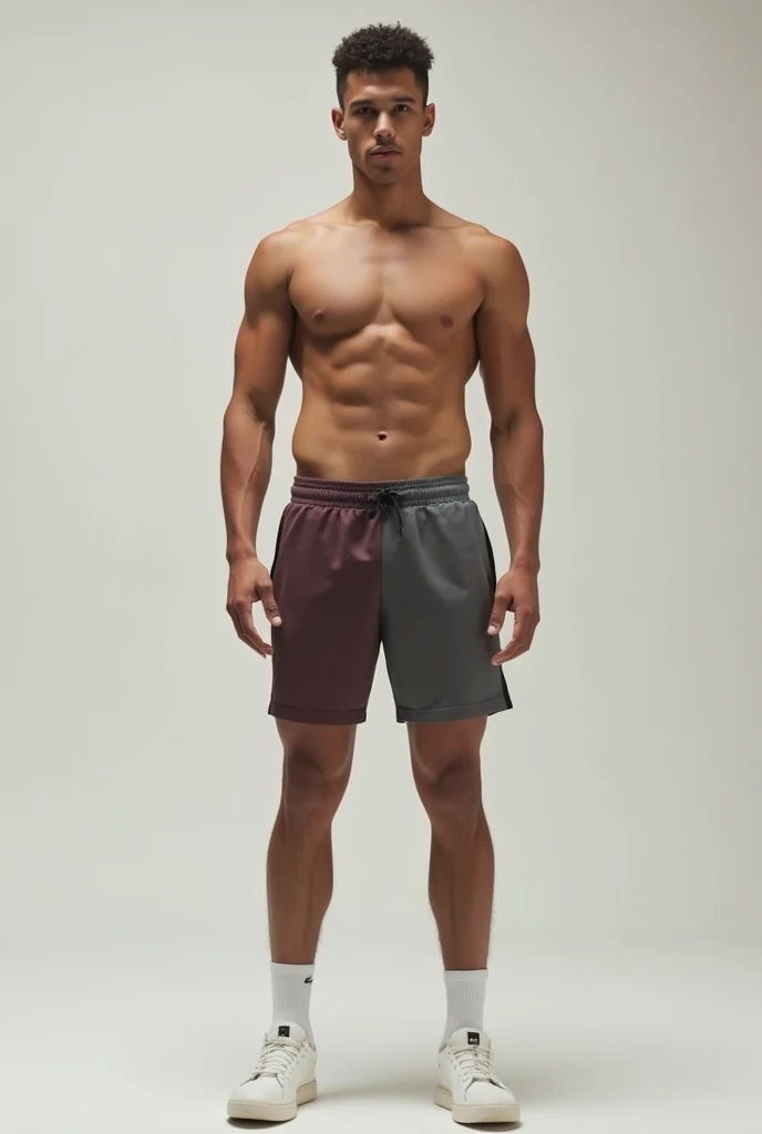 Minimal jersey shorts with grays black maroon white color
