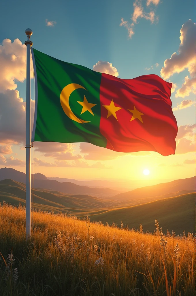 Myanmar flag waving in the wind, MyanmarFlag, Hyperrealistic, Hyperdetailed,, realistic, masterpiece, best quality, ultra realistic, High Detail,<lora:AsiaFlags01-000002:1> ,