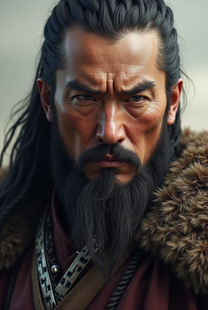 A hyper realistic image of Genghis khan