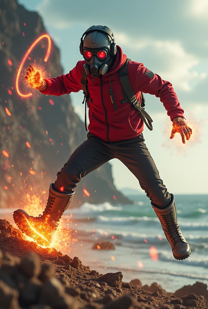 ??? Star-Lord with red hoodie, Rocket boots, headphones, star-lord helmet, gas helmet, Covered mouth, Round & red eyes + zendaya, big breasts, perfect body, Busty, realistic, power, Kick, Attack, magic rings in the hands, Fighting, power, fiction, full body, 2 persons, magic lasso, hight, fall, fire in boots, powerful spells, realistic, war, ocean, spells, Cayendo del cielo, sleep, hug