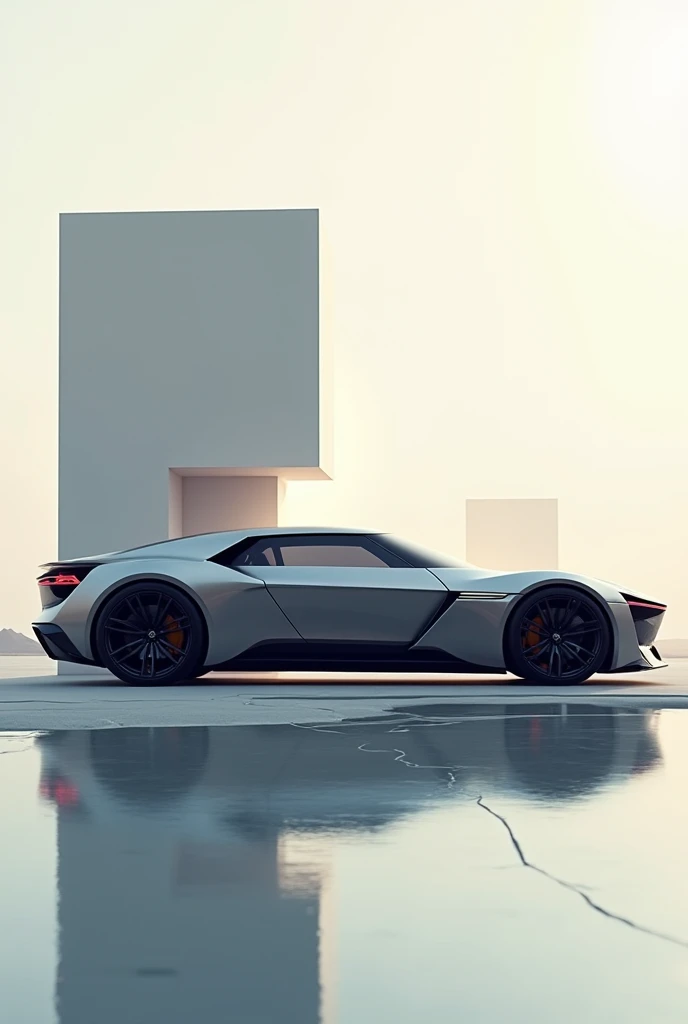 Can u create a creative image of a car, or anything presenting these 2d figures, square, rectangle, circle and triangle