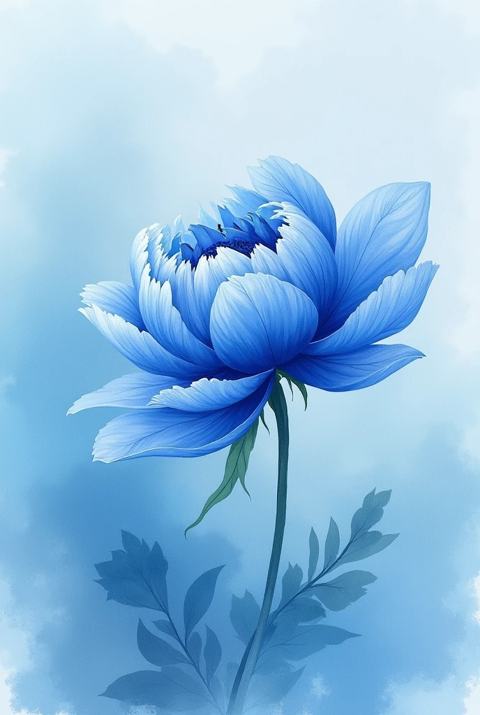 aquarel, blue peony