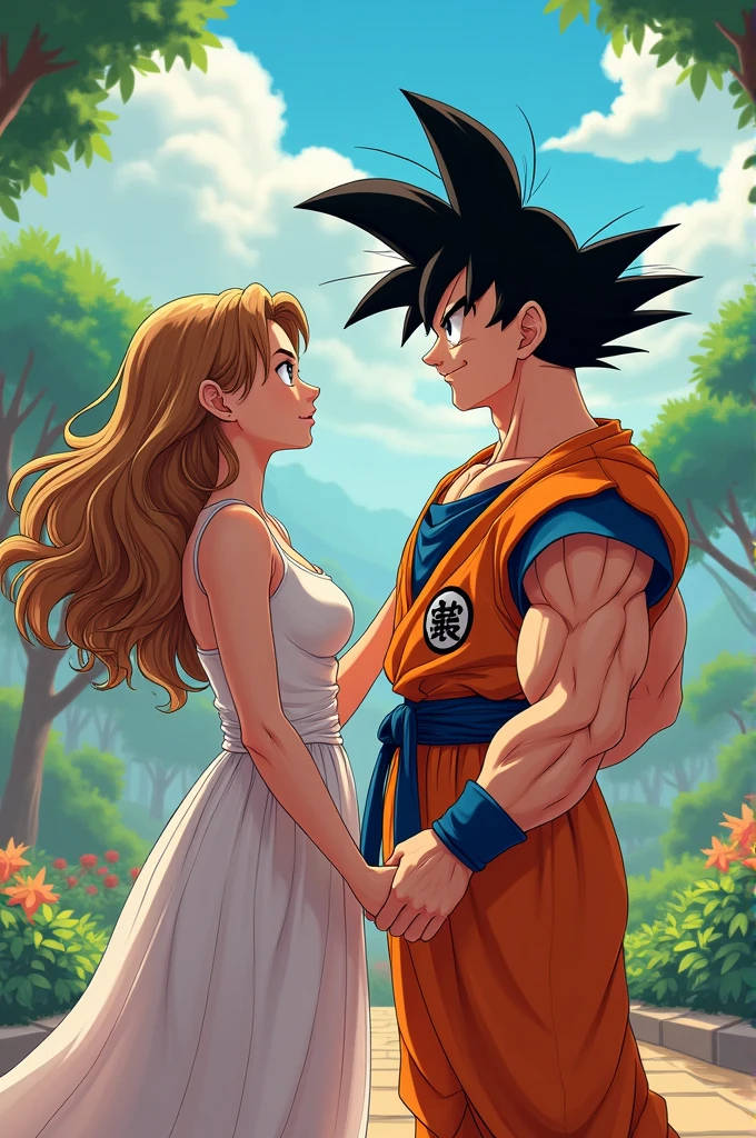 Lady touches Goku's butt