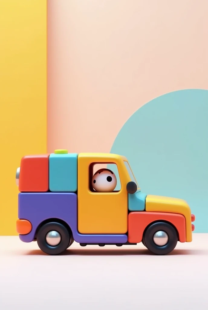 Can u create a an image of a car presenting these 2d figures, square, rectangle, circle and triangle