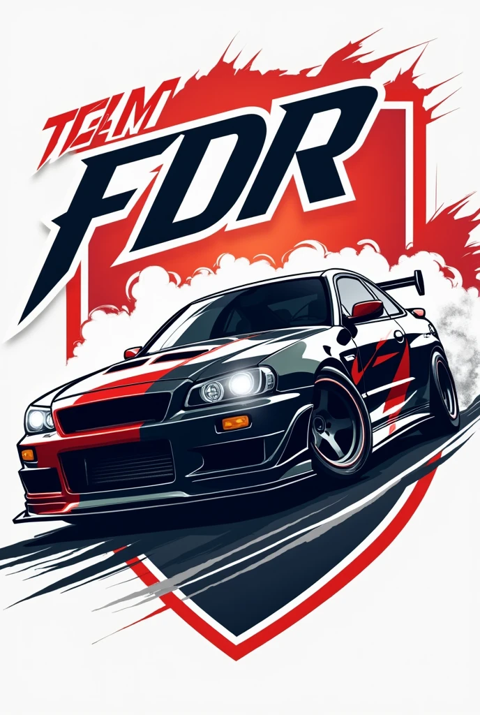 Create a logo for a competitive drift racing team called Team FDR