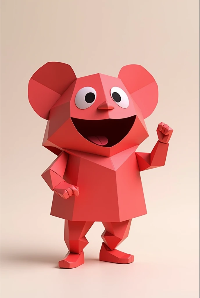 Create a mascot from a folded piece of red paper , num estilo toystory, illustrated, in commercial poses