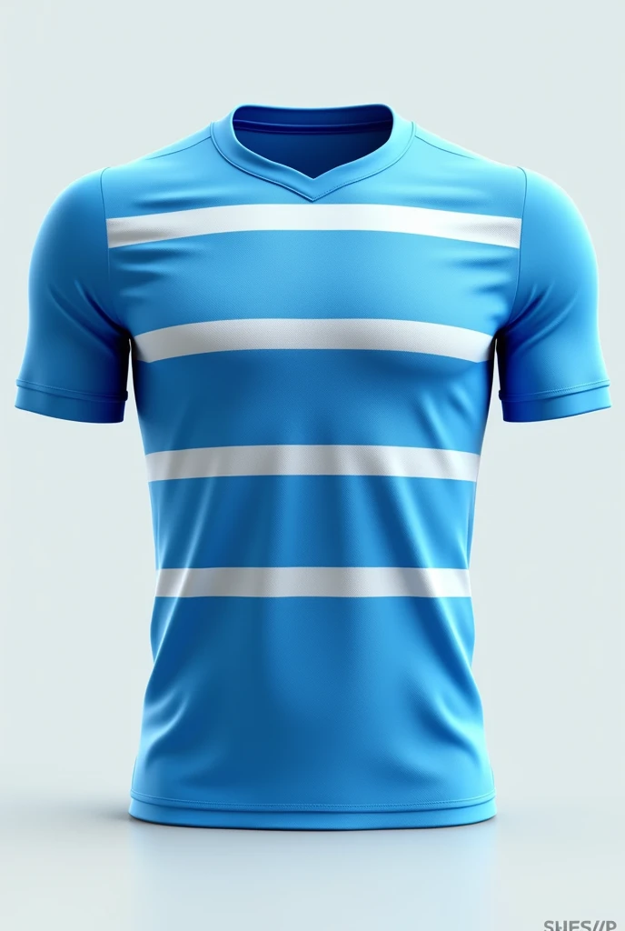 Attractive jersey design in sky blue colour and white stripes on it
