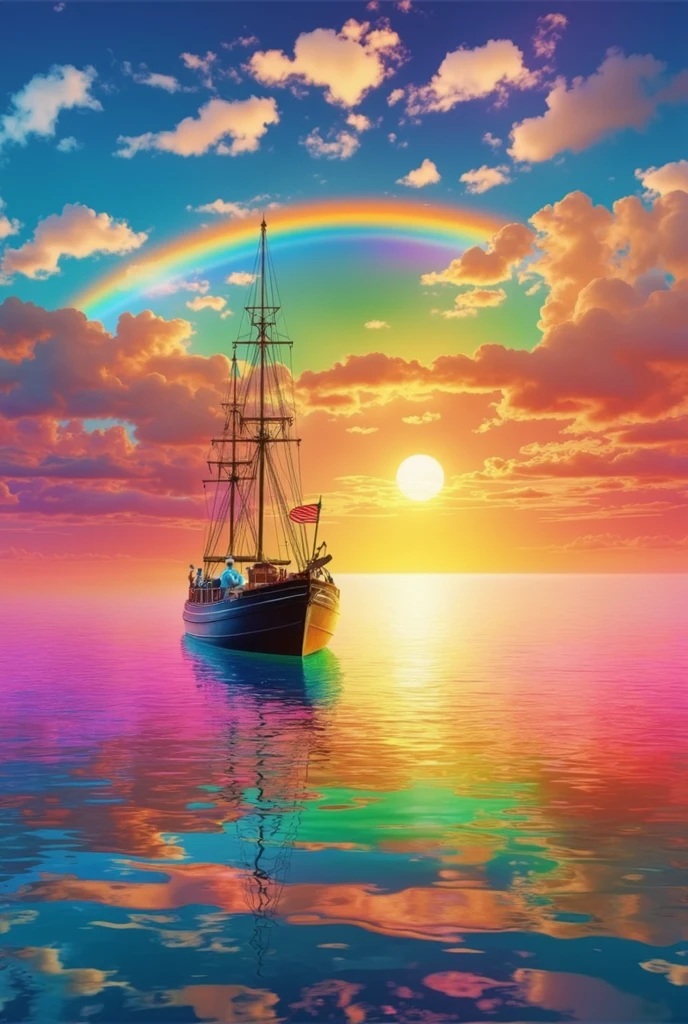(masterpiece:1.2,Superior Quality,mirror-like,Cinematic Experience),8k,wallpaper,(Taken from space:2.0),stratosphere,(rainbow:2.0),beautiful photo,(dynamic:2.0)、16K, Ultra-high resolution, Ultra-high resolution, to be born,wonderful ,future、rainbow色の、The world 30 years from now