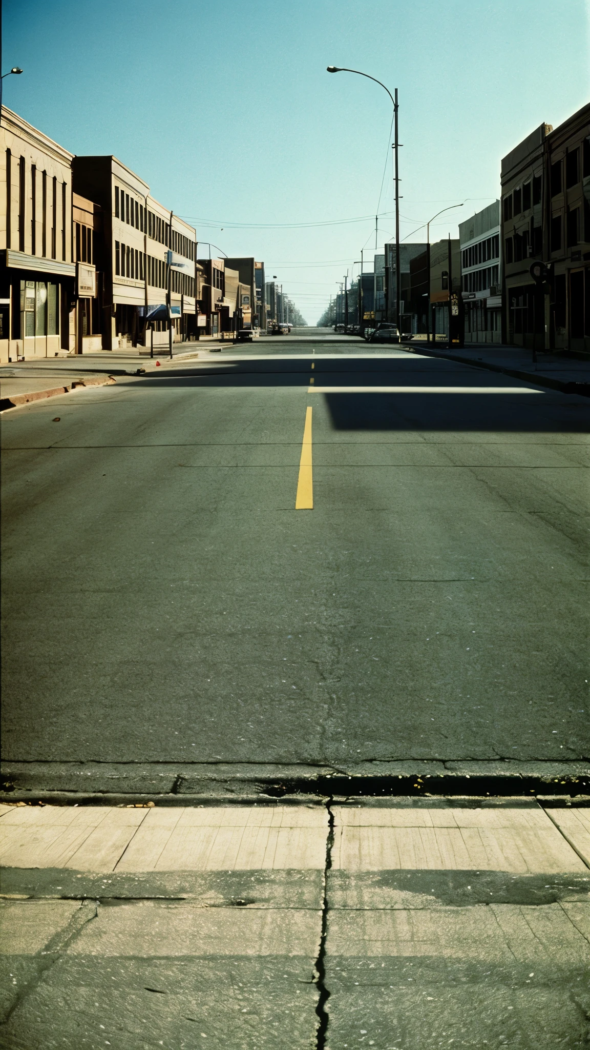 Shots of dark, deserted cityscapes in the United States in the 1970s