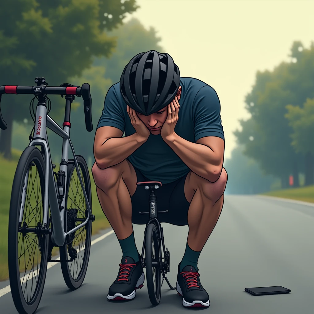 Road bike rider on smartphone、I was researching the ranking of sports that are popular with women.。
First place was soccer, second place was baseball, and third place was basketball.。
Until now, the athletes who have been exclusively road bike riders、I realized that I would never be popular with women.、I was speechless, holding my head in my hands.。