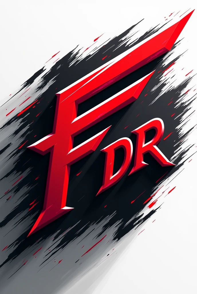 Create a logo with red colors, black and white for a competitive drift racing team called Team FDR