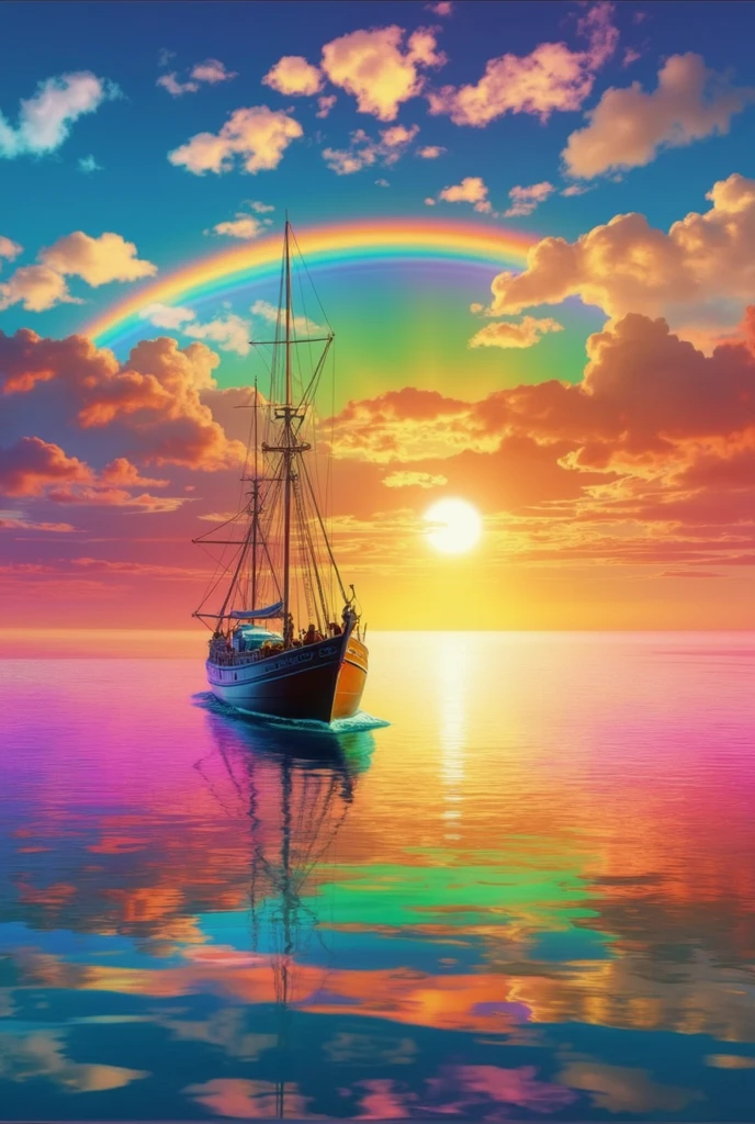 (masterpiece:1.2,Superior Quality,mirror-like,Cinematic Experience),8k,wallpaper,(Taken from space:2.0),stratosphere,(rainbow:2.0),beautiful photo,(dynamic:2.0)、16K, Ultra-high resolution, Ultra-high resolution, to be born,wonderful ,future、rainbow色の、The world 30 years from now