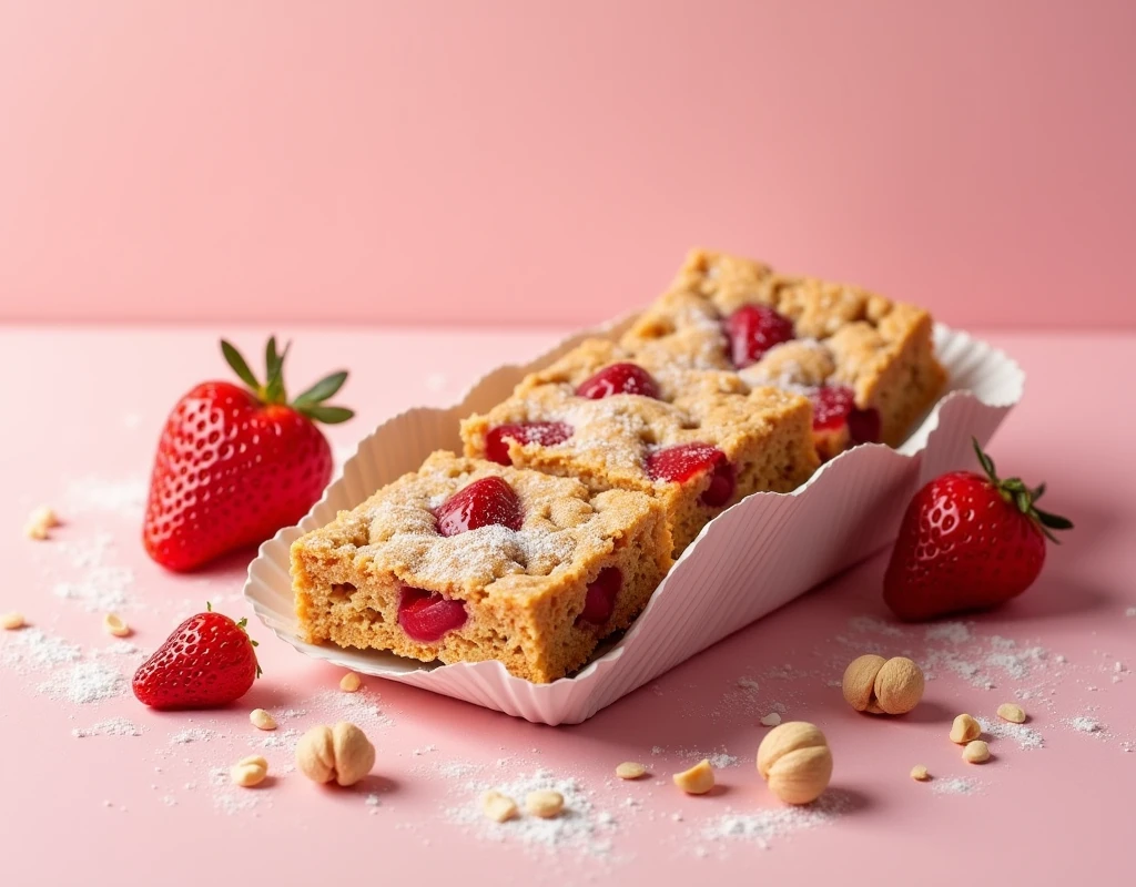 a package of strawberry cereal bars with hazelnut cream 
