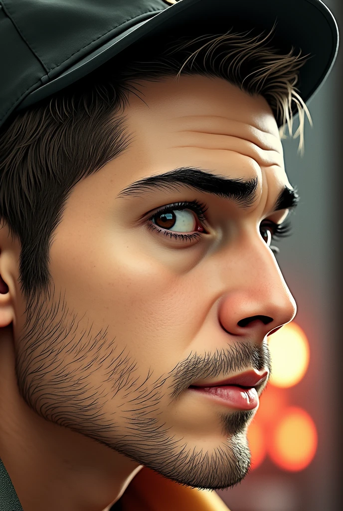 shorth hair, high qualiy, shorth hair, Barba, dutch angle, Peaked cap,