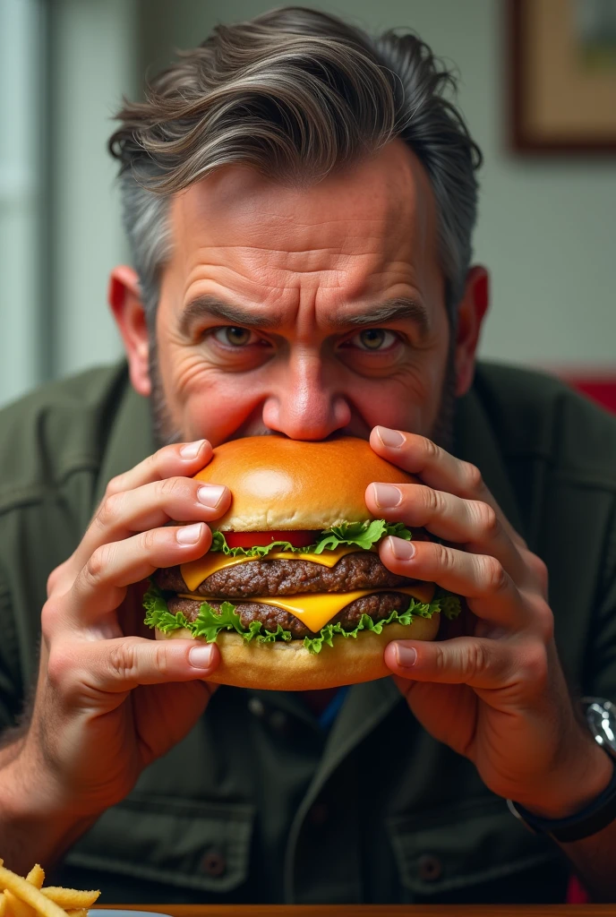 Man eat burger