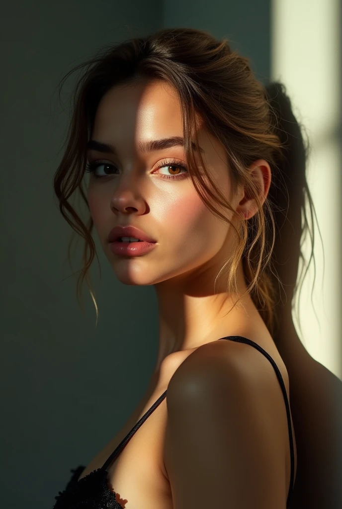 Hailee steinfeld,high-resolution photograph, woman, stunning use of shadows, in the syle of crisp lines and forms, UHD, shot on a Sony A7III --ar 1:2 --style raw --stylize 250,brown hair with blonde highlights