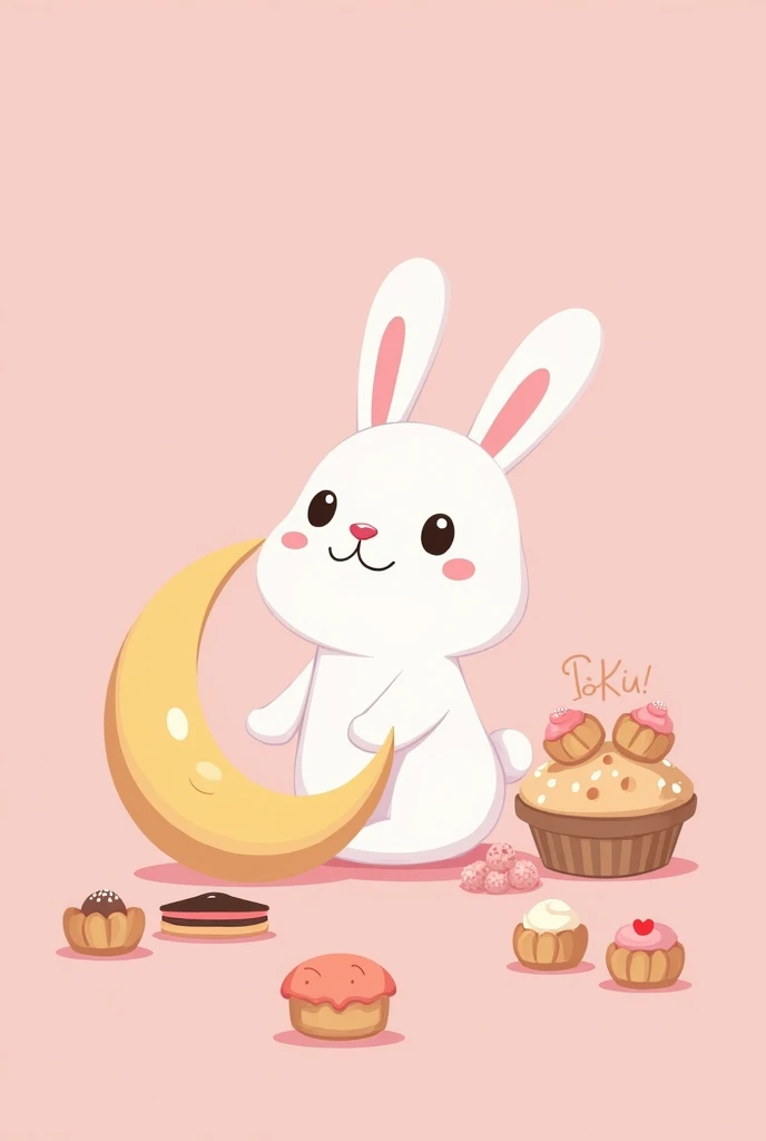 pink background application with rabbit vector is center of background and have toy such moon, bakery doesn't have a lot of decorations and spread all over 