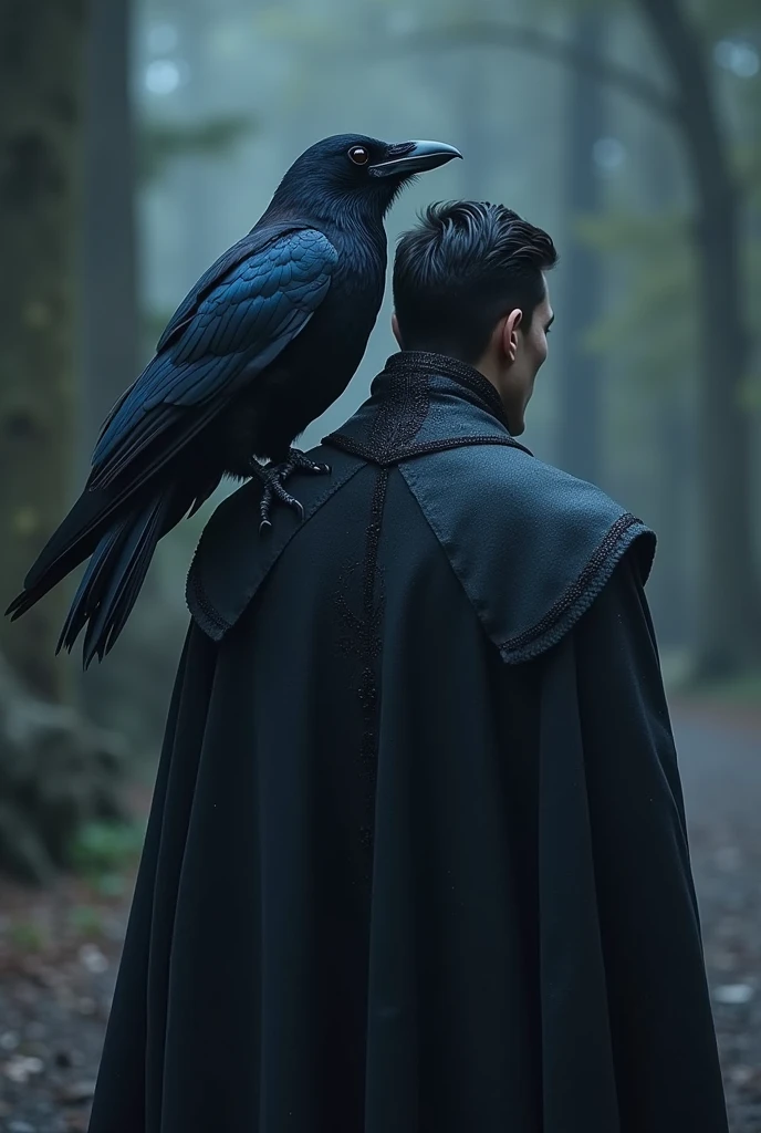 A raven sat on my shoulder,
With its black wing it cast a shadow on the ground,
In its eyes an eternity without fatigue,
Whispering it asked about dreams
that I had not betrayed.