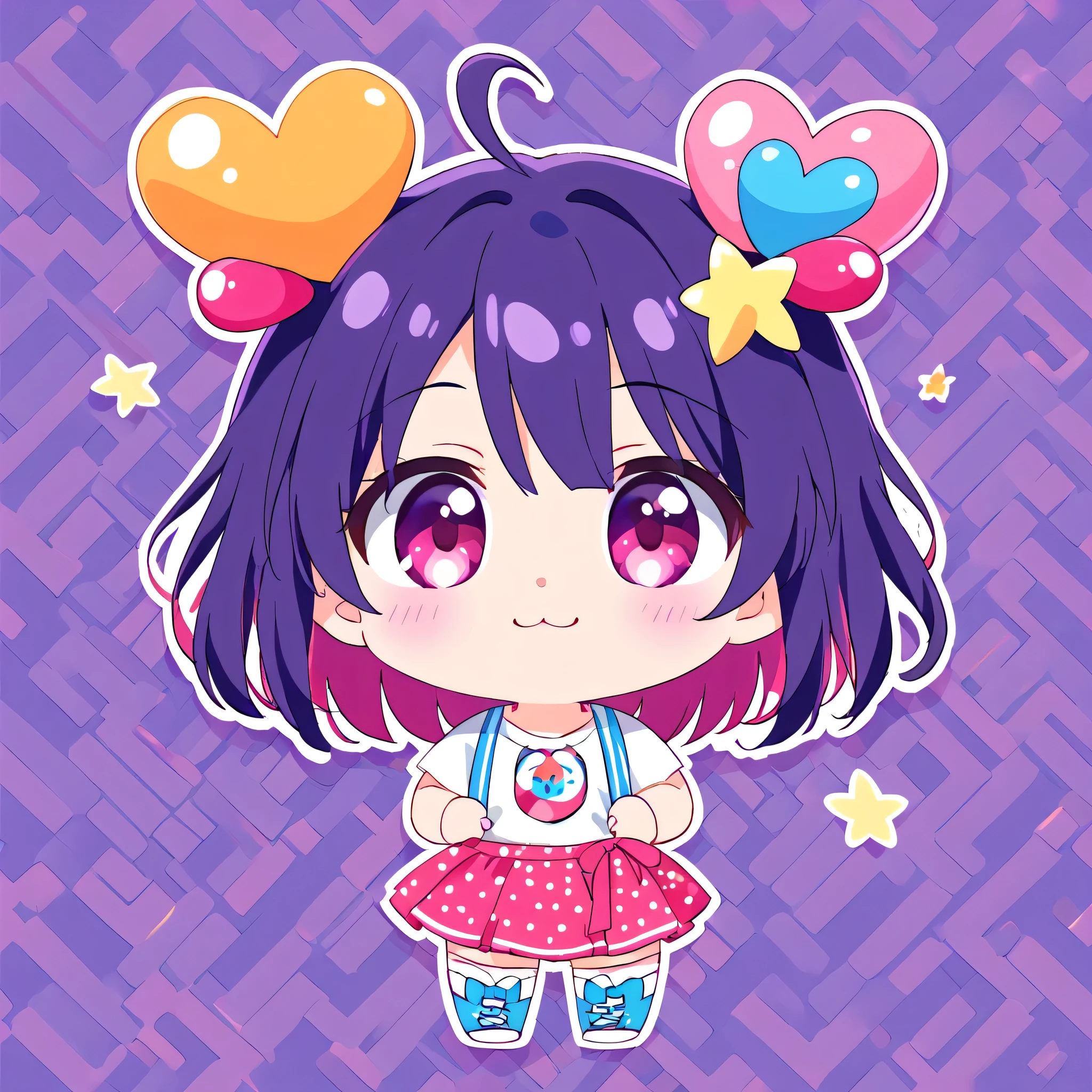 Makoto Shinkai colorful style, Simple Line Initialism,Abstract art,Kawaii Design, The most beautiful girl of all time、chibi, (((Cute pillbugs))), colorful hearts, summer version
