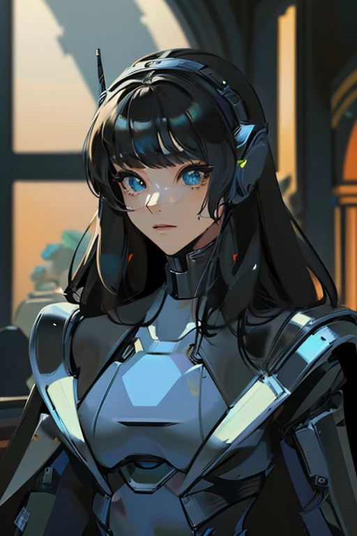 (masterpiece),(Highest quality),(Super detailed),(Best illustrations),(Best Shadow),(Absurd),(Detailed Background),(so beautiful), 16K, 8K, 4K,(Best Shadow),empty eyes,robotization,woman ,big bust,Robot Joint ,Metal skin,Black Suit,long hair,a black suit that covers the whole body,robot hand,cyber bodysuit,metal cat ear,robot