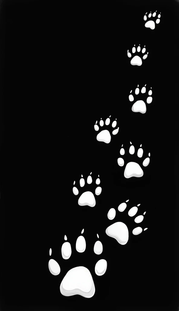 cartoon Cat paws Marks in white colour over the black canvas from upper left corner to lover right coner