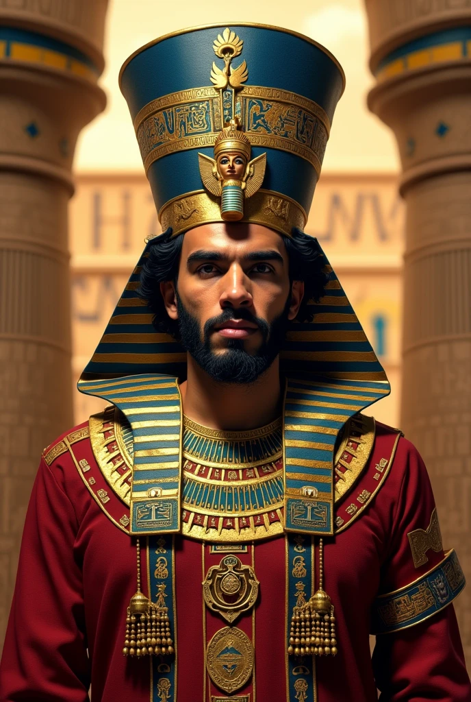 Egyptian player Mohamed Salah wearing a pharaonic outfit