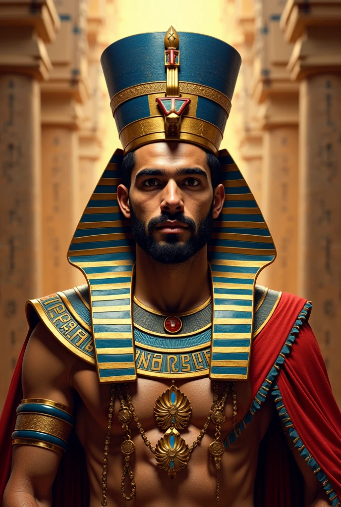 Egyptian player Mohamed Salah wearing a pharaonic outfit