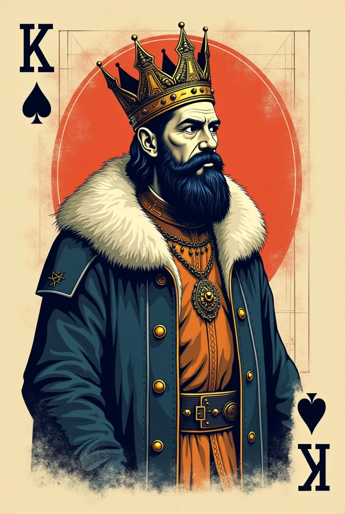 king card, low details, t-shirt design