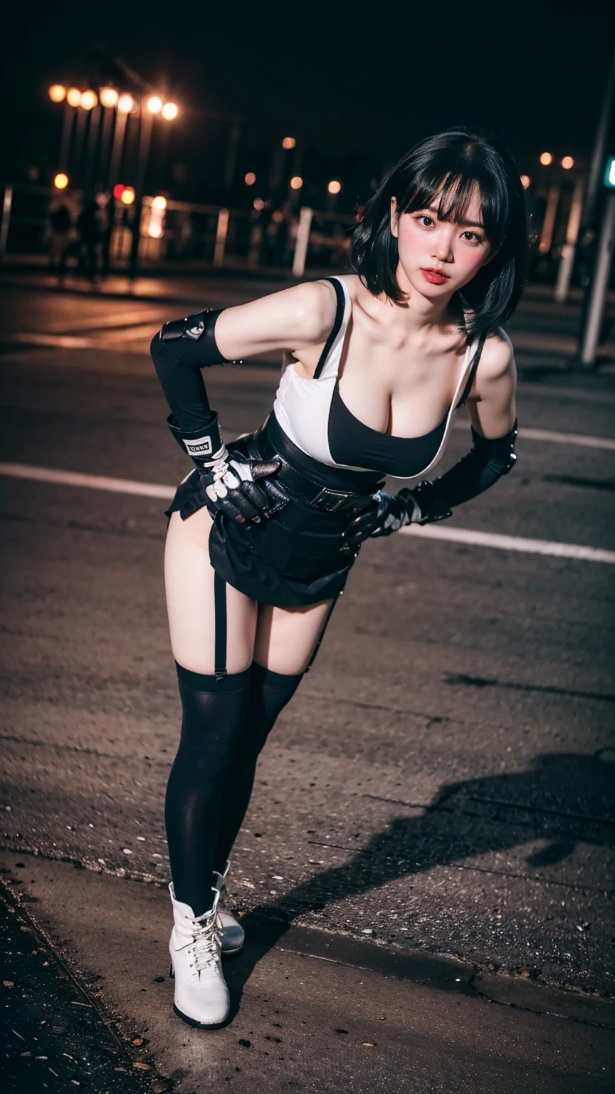 fotorrealista,Realistic illustration in Modelshoot style,Masterpice,La mejor calidad,Ultra detallado,Belleza waifu Lalisa Manoban sexy vestido rojo en una ciudad cyberpunk,Detalles intrincados,CG unidad 8k fondo de pantalla,Renderizado de octanaje,