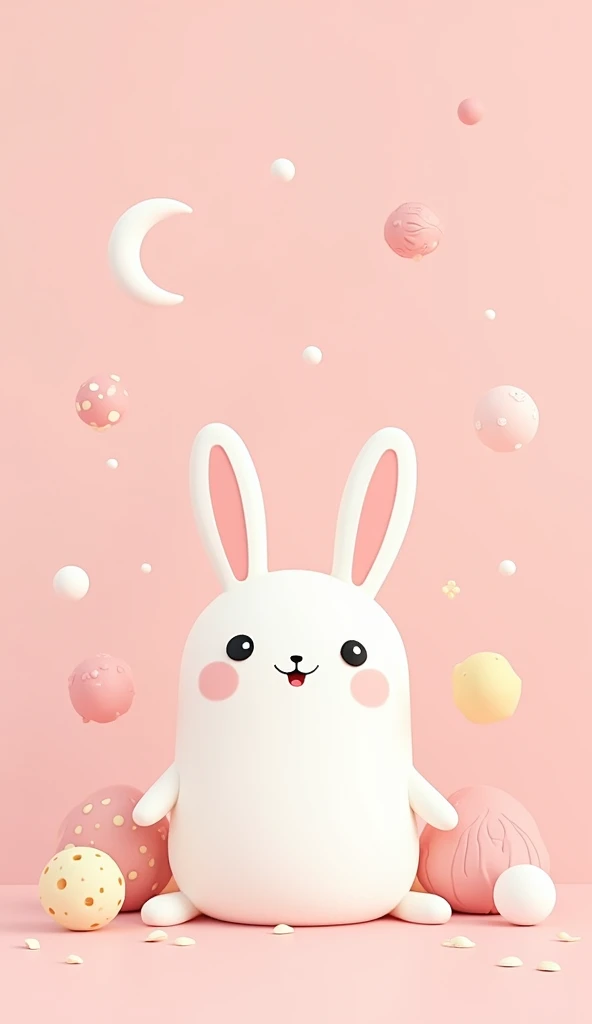 pink background application with rabbit vector is center of background and have toy such moon, bakery doesn't have a lot of decorations and spread all over, not have logo