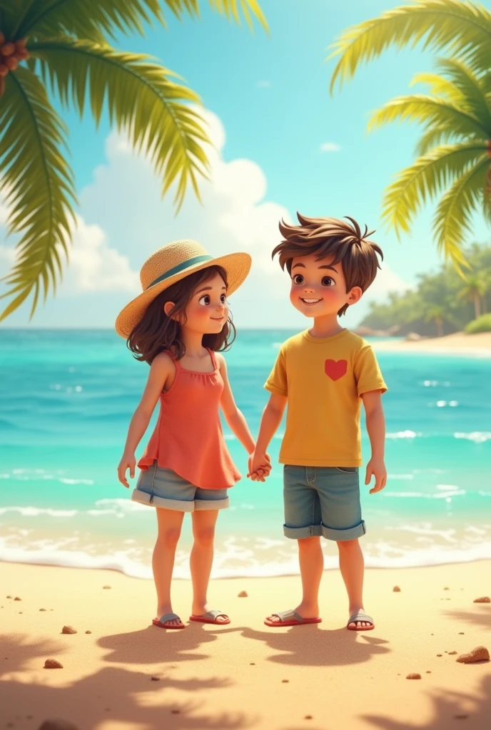 Boy and girl bestfriend background beach