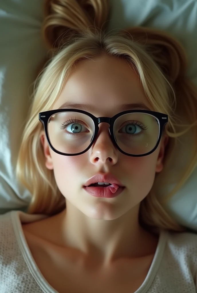 beautiful sexy little tween Elle Fanning school girl, thin, long blonde hair, blue eyes, nice bottom, nice bottom, big red lips, dressed like a whore, tiny short blue plaid skirt, wearing only lingerie, scared, nice legs, nice bottom, lying on bed with legs opened, ultra realistic, wearing glasses, wearing cropped top, fit, pony tail, ful body image, awesome fit body, viewed from above, missionary pose, thick over her face, cum on face, bukakke, facialized, semen on all her face, cumshot, cum shot