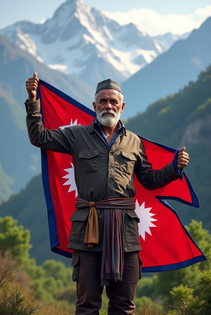 A nepali man with Nepal flag