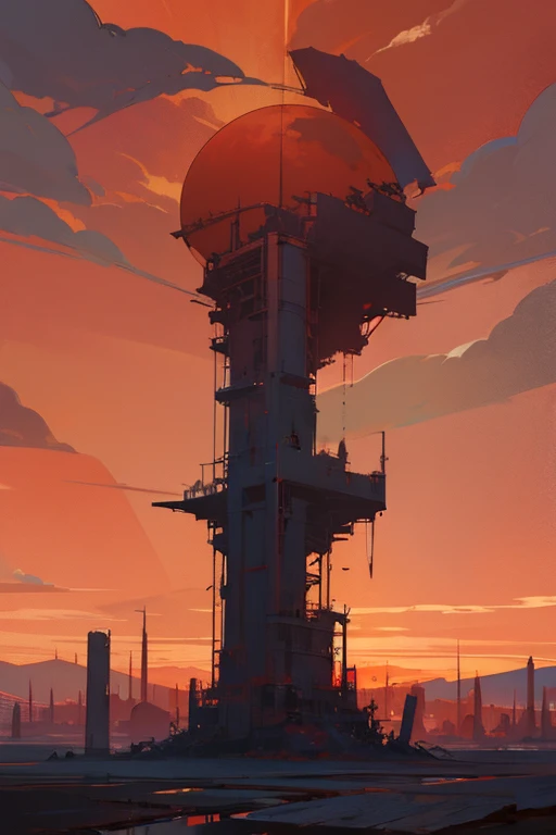 Highest quality、masterpiece、Desolate Earth、wreckage、Red Sky、Surrealism