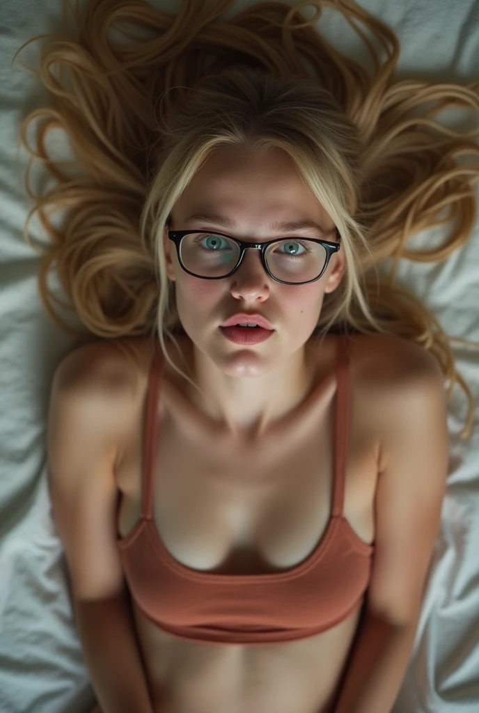 beautiful sexy little tween AnnaSophia Robb school girl, thin, long blonde hair, blue eyes, nice bottom, nice bottom, big red lips, scared, nice legs, nice bottom, lying on bed with legs opened, ultra realistic, wearing glasses, wearing cropped top, fit, pony tail, ful body image, awesome fit body, viewed from above, missionary pose, thick over her face, cum on face, bukakke, facialized, semen on all her face, cumshot, cum shot,top down POV on the sitting on the floor with her mouth open, tounge Out , ahegao, naked,((( topless))), tits Out ahegao,((( spit all ober her face)))