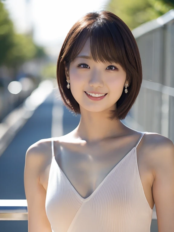 table top, best quality, realistic, in detail, highest resolution,beautiful japanese girl,beautiful and delicate eyes, beautiful and delicate lips, very detailed 얼굴, small head, small areola, movie lights, realistic, 8k, high quality, very detailed, look at me,laugh,(Short hair:1.2),(Any external location),(medium chest:1.2),(Inoue Seika),(whole body:1.3),slim,beautiful bridge,(split:1.3),(sexy pose),mini skirt, (bokeh:1.3) , nudity, naked