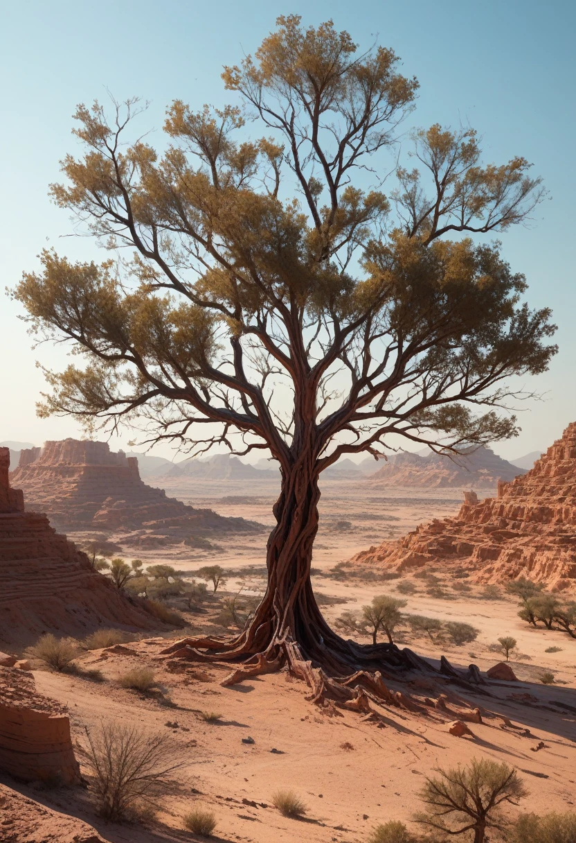 Arriveted image of tree inside glass ball in desert landscape, tree of life inside the ball, surreal digital artwork, surrealism 8k, Surreal digital art, surreal art, surreal 3D rendering, 3D rendering of digital art, Mark Adams, surreal concept art, 3D rendering of a biple, stylized digital art, 4k surrealism