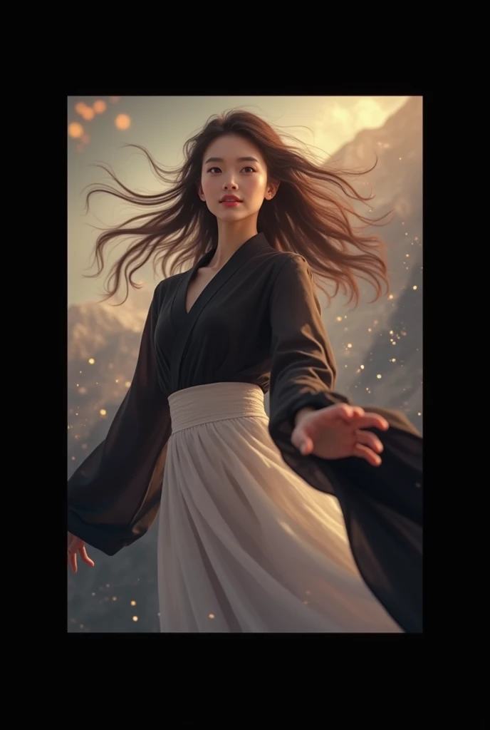 nsfw, (RAW photo, best quality), (realistic, photo realistic: 1.3), best quality, highly detailed, dancing, flying, panorama, vista, smile, shy, floating, levitating, dynamic pose, masterpiece, super detailed, illustration, 1 girl, upper_body, dynamic angle, world masterpiece theater, messy_long_hair, best quality, extremely detailed CG Unity 8k wallpaper, ink, amazing, cinematic lighting, lens_ flare,dunhuang_style,
