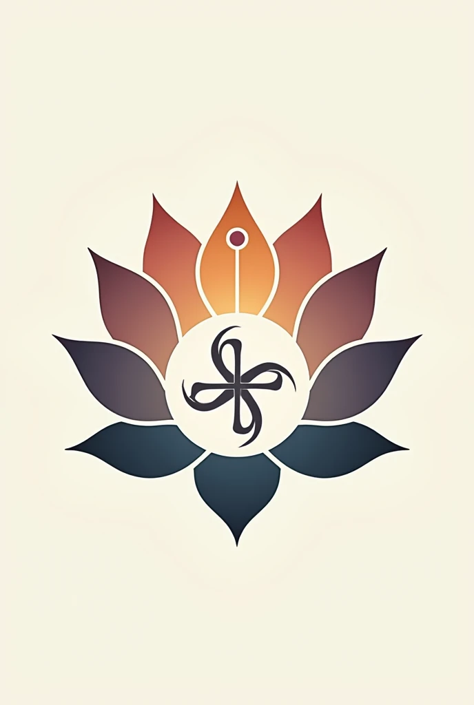 An logo with swastik inside the lotus 