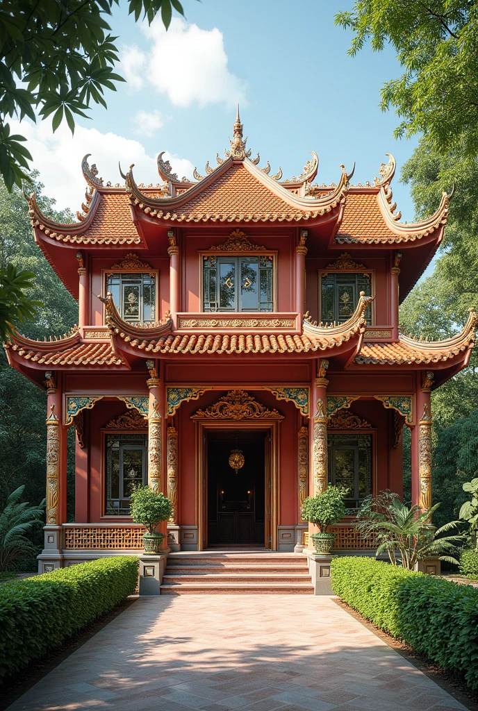 The Guangdong ancestral hall is used as a carrier and decorated in Thai style