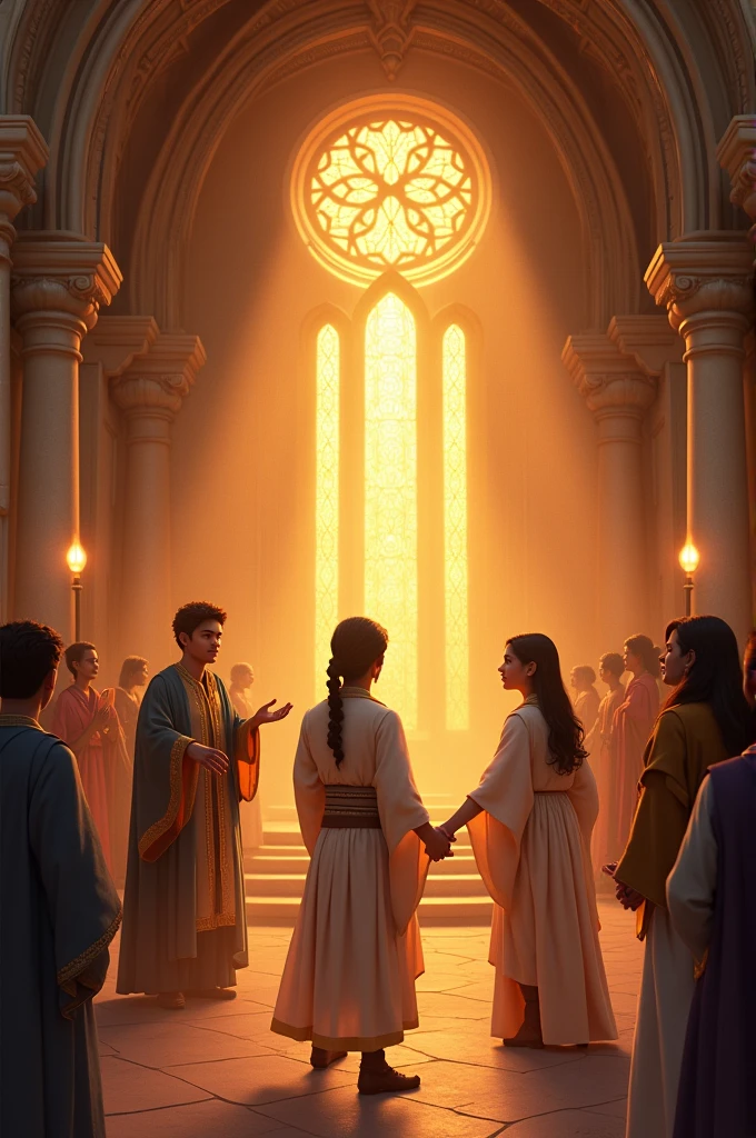 The academy now serene and illuminated with warm, magical light. Ayush and his friends are seen celebrating their victory and securing the ancient book.