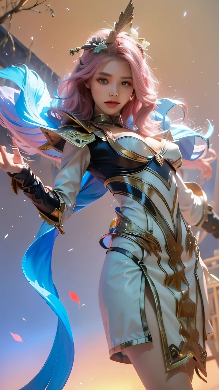 masterpiece, Highest quality, Very detailed, High resolution, An expensive solution, High resolution, masterpiece, depth, Fine texture, Highest quality, Total concentration, (very pretty anime Elf Girl), (Beautiful Gothic Elf Woman, Young Elves, Elf Girl, pretty girl, Young girl),Has horns on its headがある, Grin, smile, (A chic dress with beautiful details, Fluffy long sleeves, ), Purple eyes, Long eyelashes, Low angle shot、eyeliner, Tight waist, ( Purple Hair), (Light Hair, Long Hair), bangs, Gradient Hair), Shiny Hair, Forest as a background, Fantasy art, 8k high quality detailed art, A fusion of realism and colorful fantasy, Gothic art style, Fantasy art style, a beautiful fantasy Young Elves, CGI anime Fantasy artwork, charm, Seductive posture, Standing posture,Vibrant colors, 自信に満ちたsmile, gentle smile, Beautiful attention to detail, Beautiful lip detail, Very detailed目と顔, Long eyelashes, Vibrant colors, Professional, Very detailedな, Intricate details, Volumetric lighting, Lens flare, particle,(White and platinum color scheme), mysterious, mysteriousな.Has horns on its head,Standing posture、Low angle shot