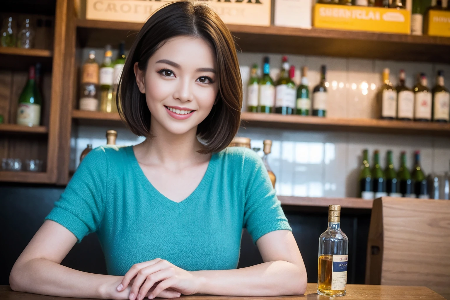 ((Highest quality、8k、masterpiece:1.3))、Whiskey bottles、The Macallan、Joni Black、Old Parr、whiskey、Suntory、Nikka、Slim Couple、modelカップル、(Realistic, Intricate details:1.2), full-course dinner、Whiskey bottle and glass on the table、Single Malt、scotch、Rocks glass、Shot Glass、Malt whiskey、、Scotland、Amazing view of the sunset sky and clouds、A bright smile、The wonderfulness of smile、 Beautiful Face, blue eyes, The light shines on your face, blush, short hair,Bright Face、 (Age 37), 3,Two beauties、Brown Hair、Shortcuts、Short sleeve shirt、dress、Beautiful woman 1, (Slim face), (The body is スリム), (Brown Hair), (Shortcuts), cheeks turn a little red,Attractive beauty、restaurant, In a prominent place (From the waist up) Nova Frog Style, actress, model, (smile: 1.15), Beautiful fine grain, Depth f/2,saturation, High Contrast, Strong light and shadow,Moist Body:1.5、3D texture、Delicate eyes、Brown Hair、The hair is very shiny、