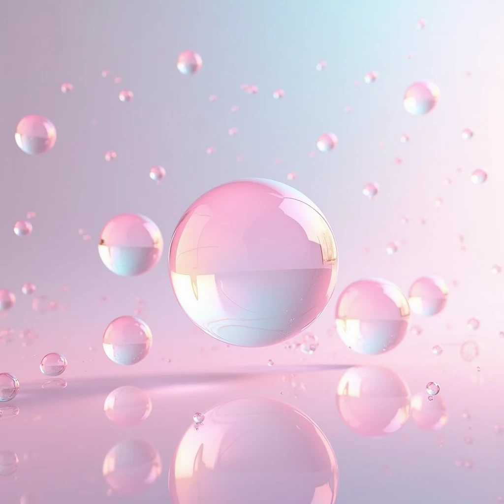 One pink soap bubbles are not center clear, logo