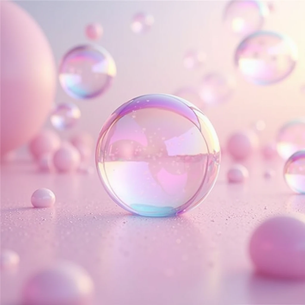 One pink soap bubbles are not  center clear,  logo